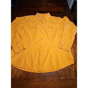 Wrangler 20X Shirt Womens XXL  Pockets Jeweled Button Up Orange Long Sleeve(A718
